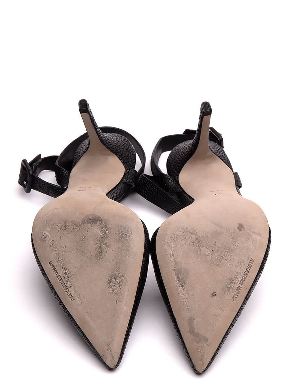 Women Alexander Wang Black Leather D'Orsay Ankle Strap Heels - Size UK6 US9 EU39