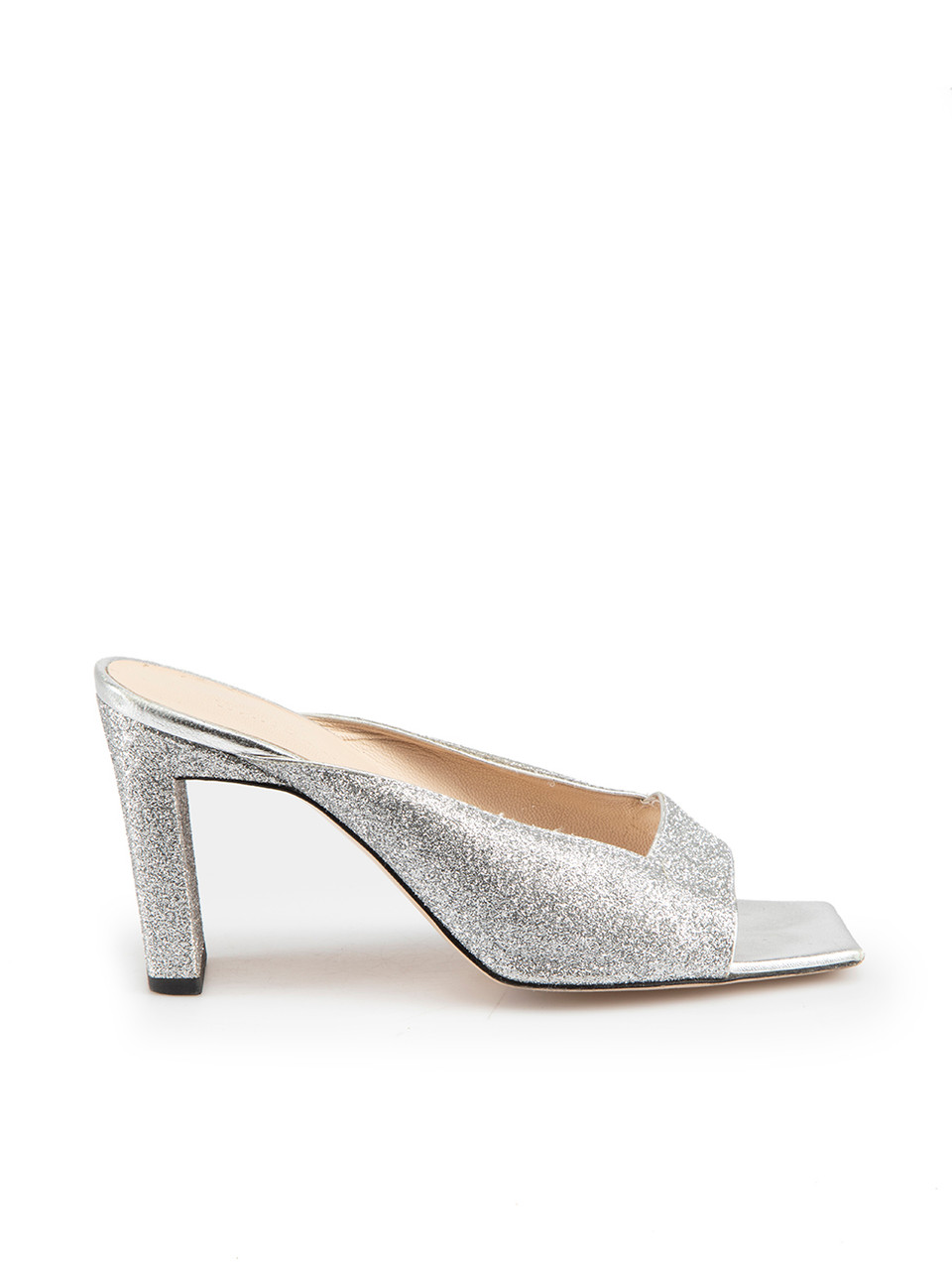 Silver hot sale glitter mules