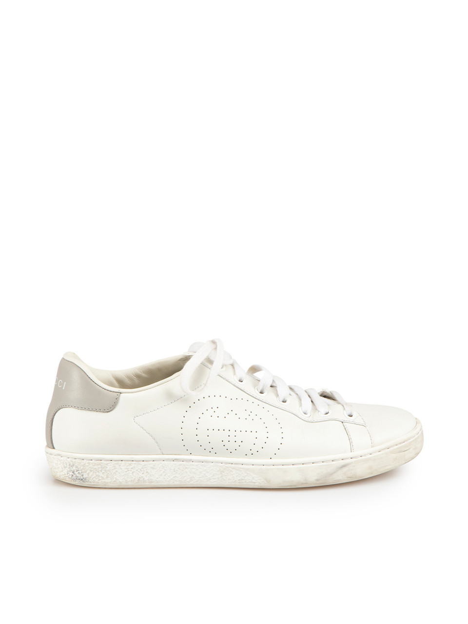 Gucci White Leather Perforated GG Logo Trainers Gucci White Leather Perforated GG Logo Trainers