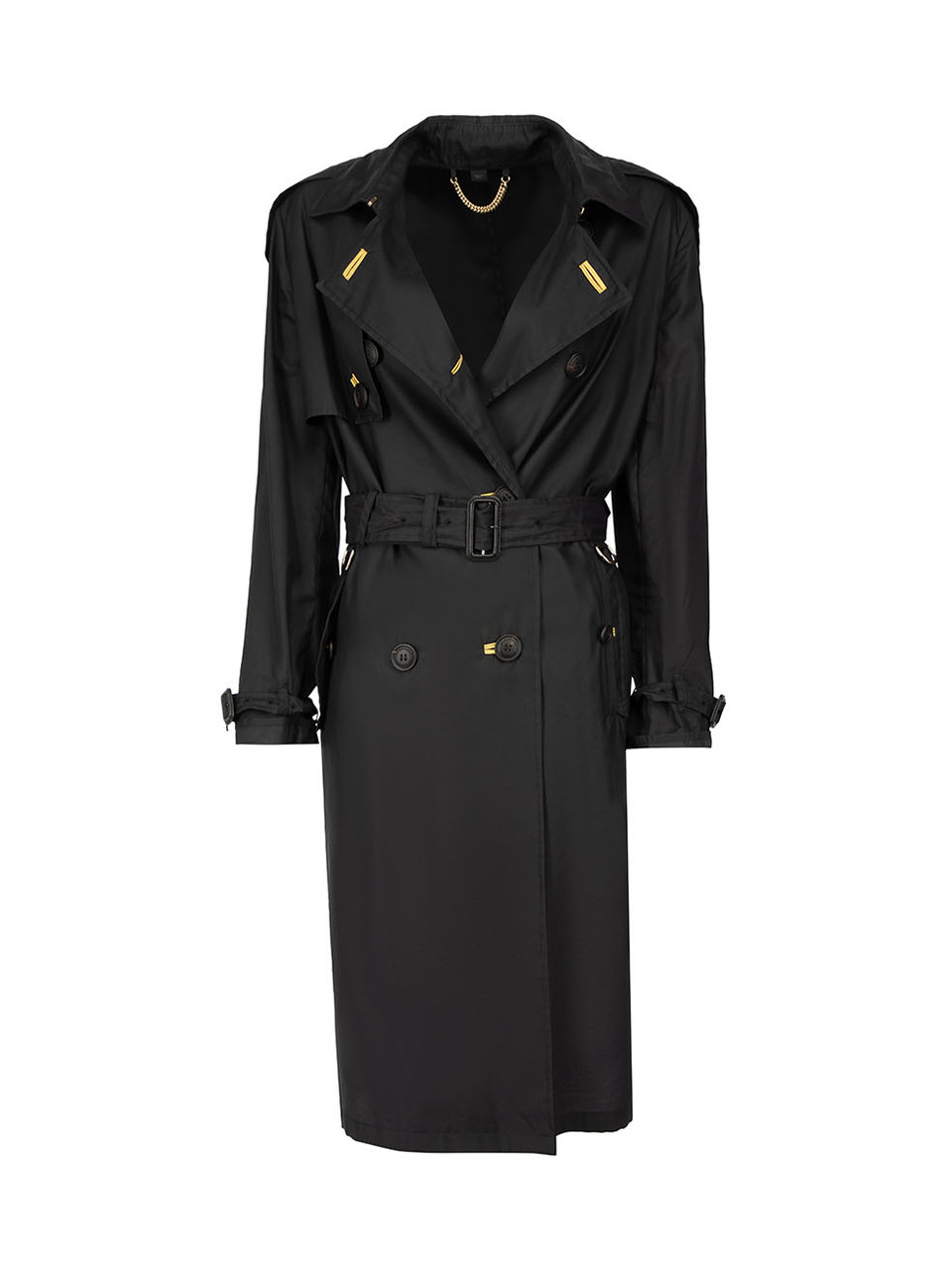 Used Burberry Prorsum Black Silk Double Breast Long Coat