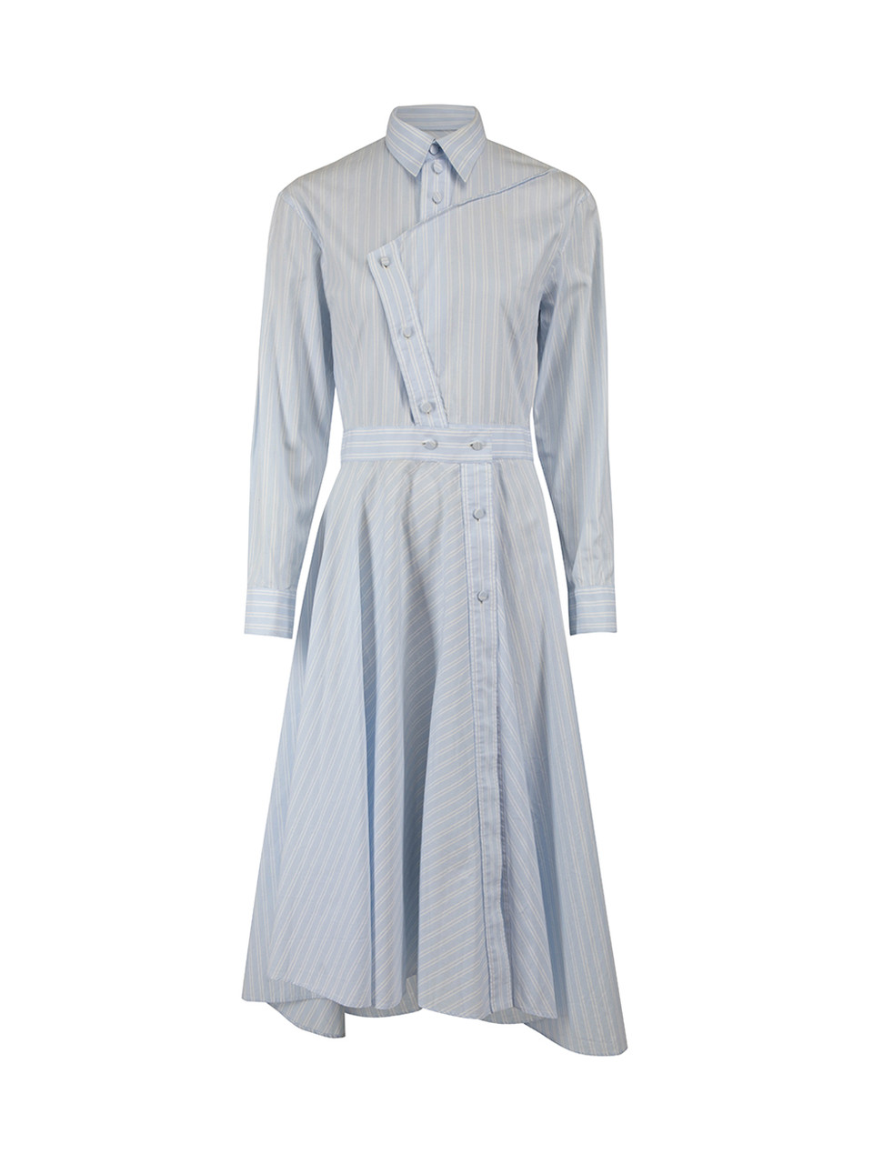 Cedric Charlier Blue Striped Shirt Midi Dress CSD