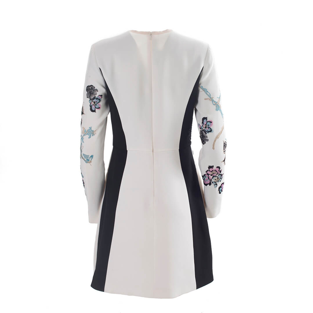 Women Elie Saab Long Sleeve Embroidered Mini Dress -  White  Multi Size M US 8 FR 40