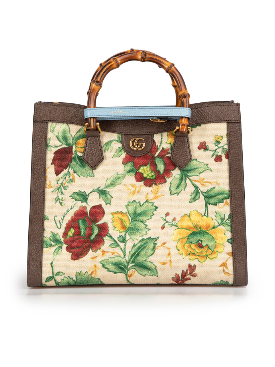 Used Gucci Floral Diana Bamboo Handbag CSD