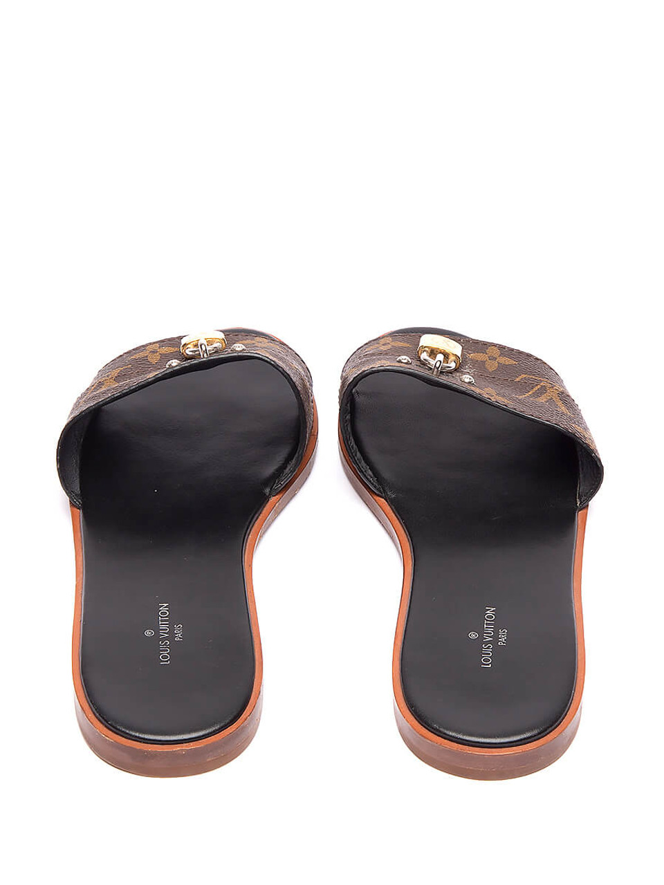 LOUIS VUITTON LOUIS VUITTON Sandals shoes leather Brown Used Women logo LV  size 39 12 Product Code2104102058919BRAND OFF Online Store