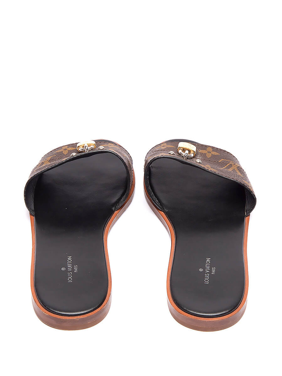 Louis Vuitton - Authenticated Lock It Sandal - Leather Brown for Women, Good Condition