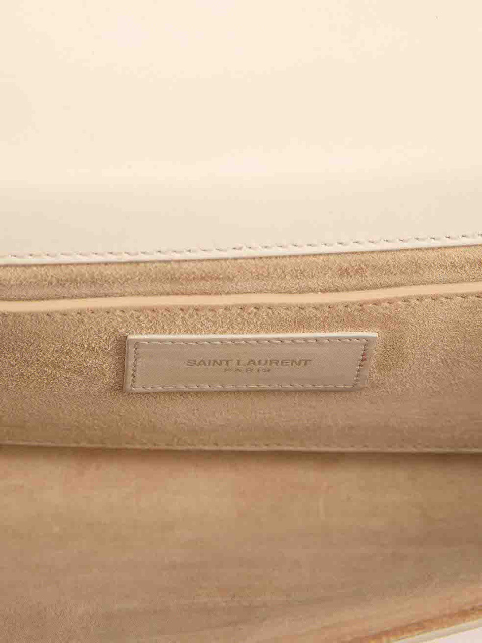 Saint Laurent Grey Leather Studded Lutetia Clutch
