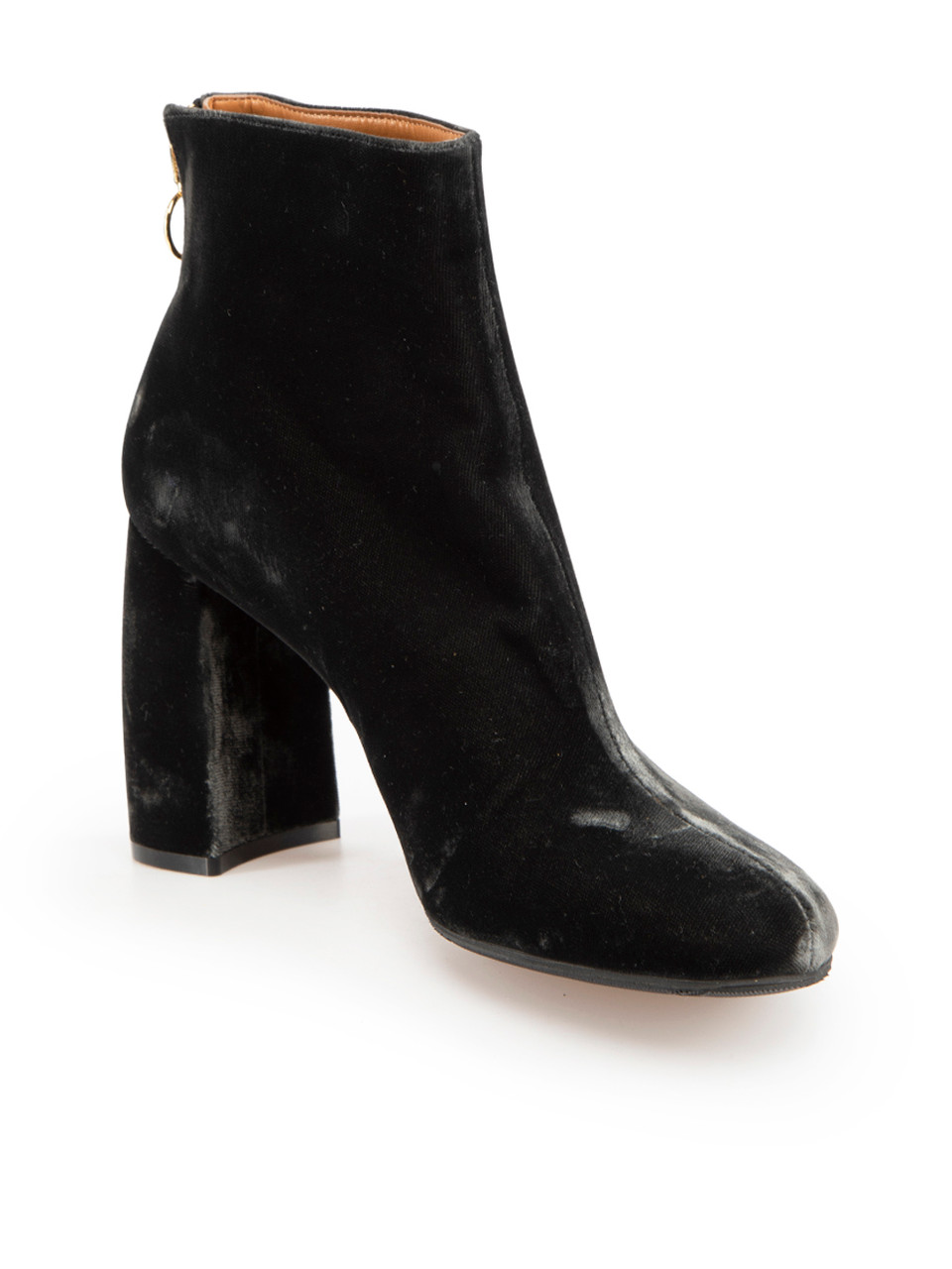 Stella McCartney Grey Velvet Heeled Ankle Boots