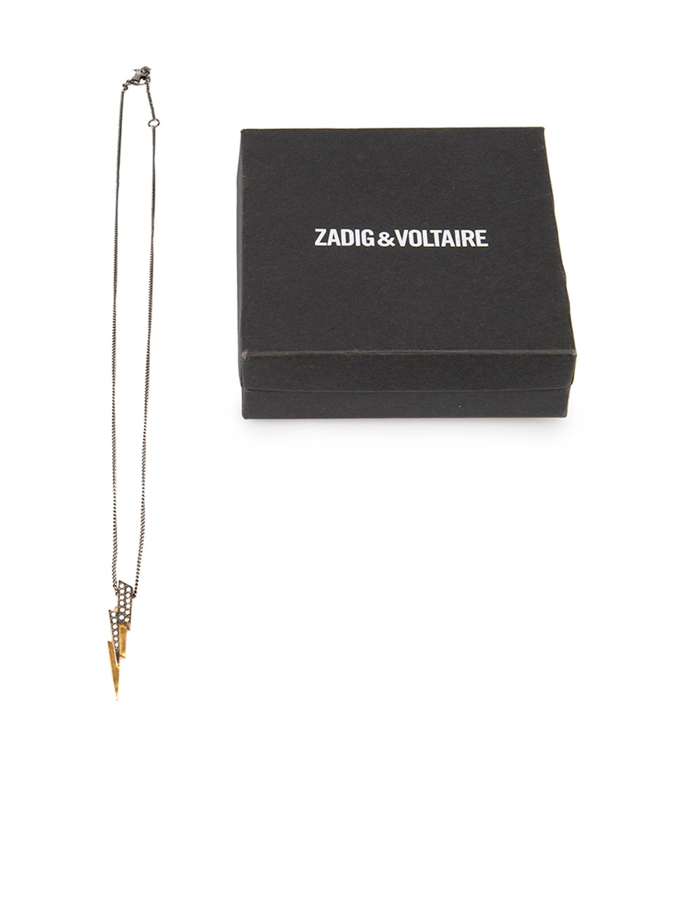 Zadig & Voltaire Gunmetal Lightning Bolt Necklace