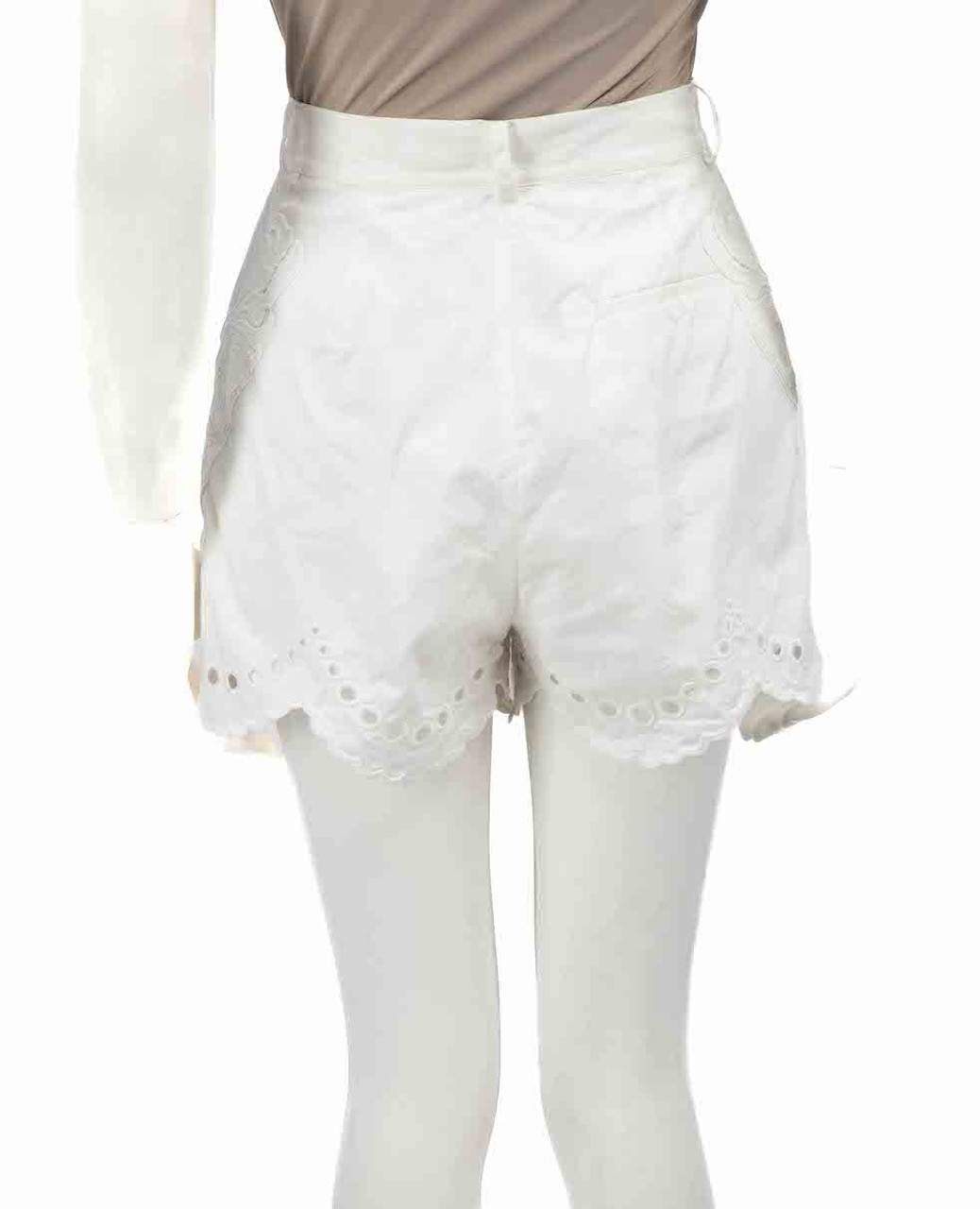 Self-Portrait White Lace Scallop Trim Shorts
