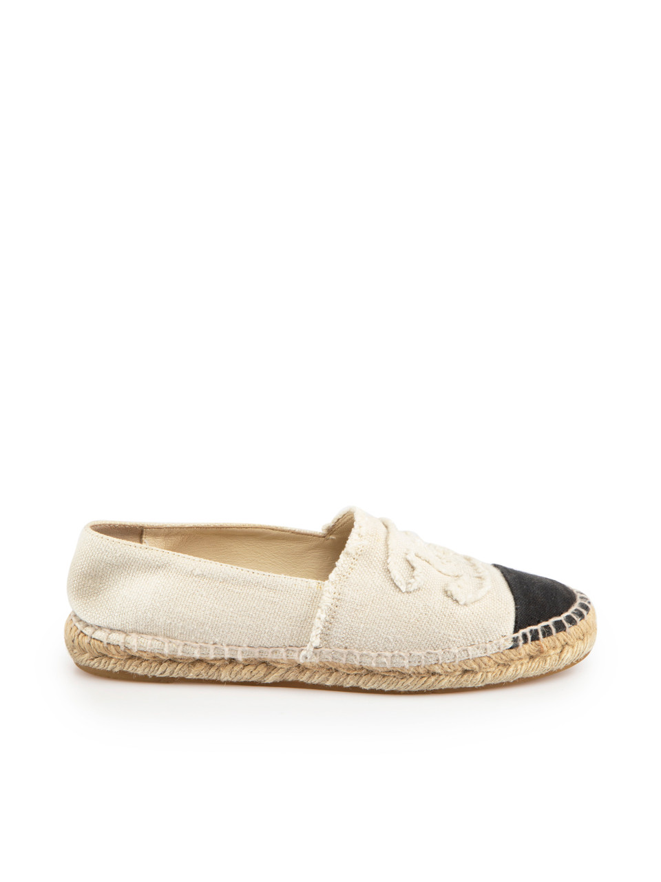 Used Chanel Ecru Interlocking CC Espadrilles