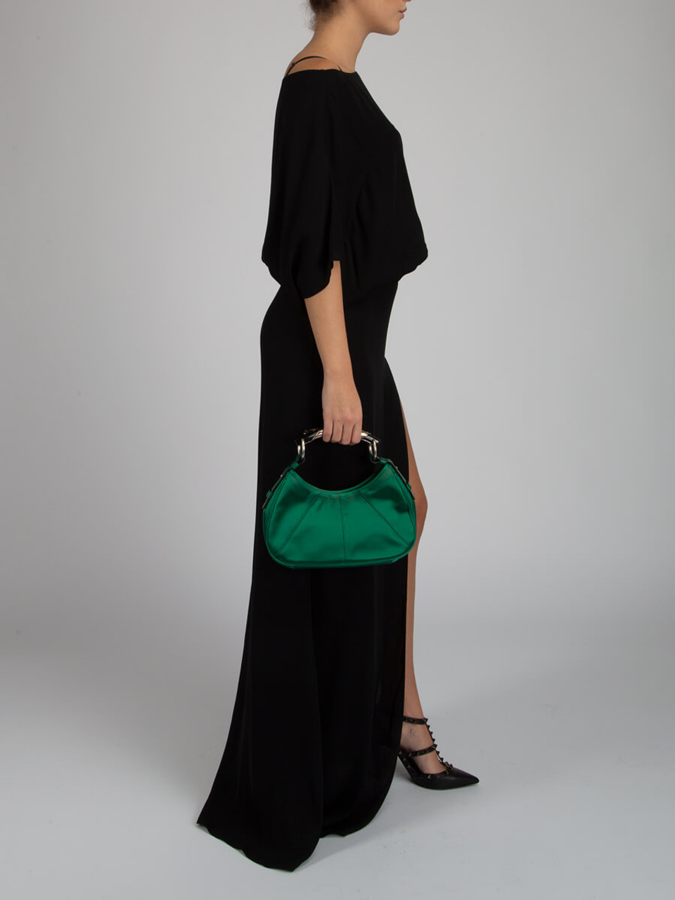 Valentino Garavani Women's Maxi Dress with Slit, Size 12 UK, Black, Silk