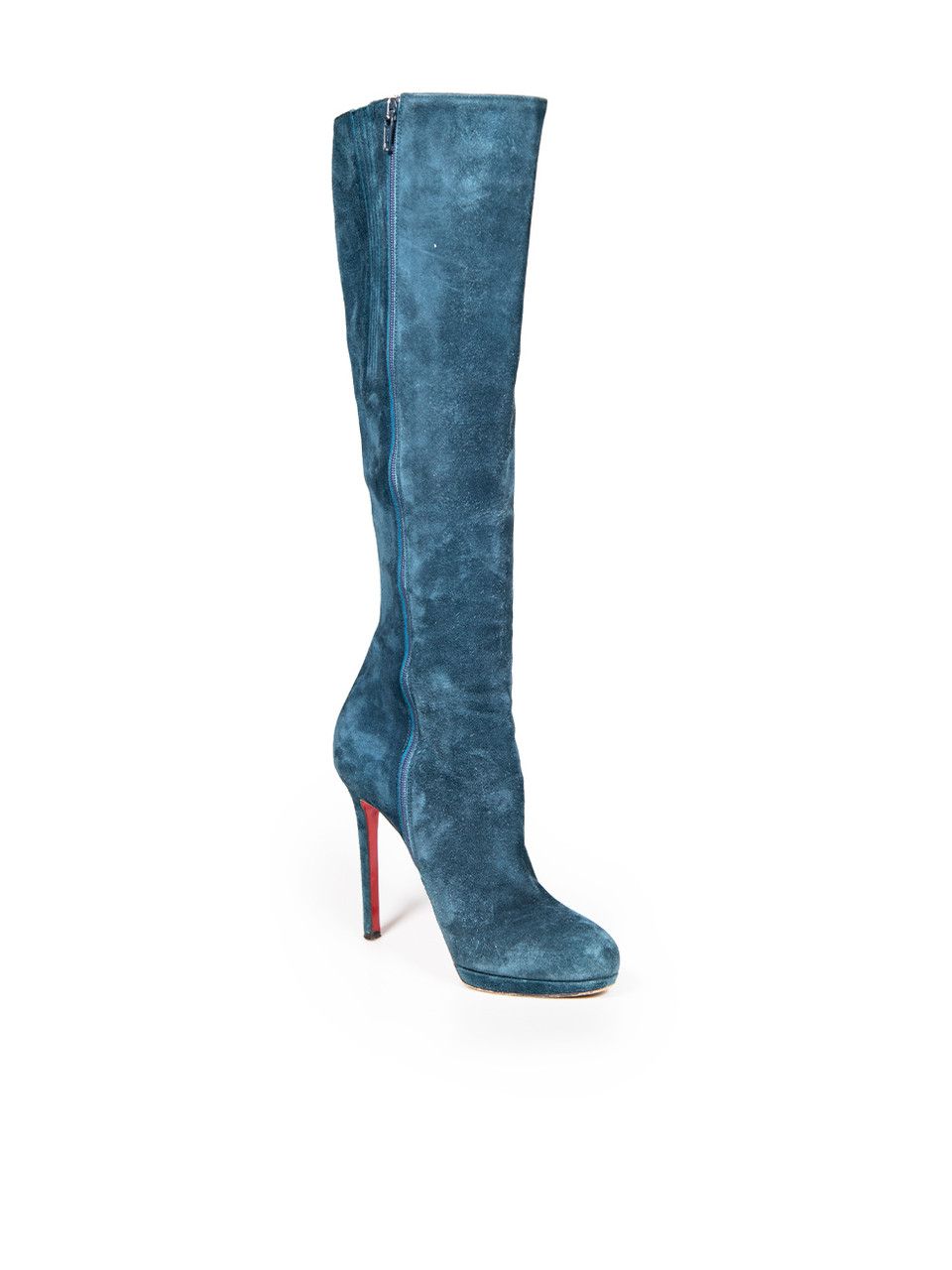 Christian Louboutin Turquoise Suede Knee High Boots