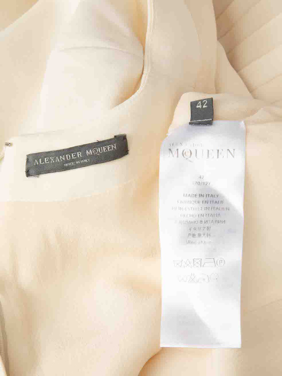 Alexander McQueen Cream Silk Pleated Layer Dress