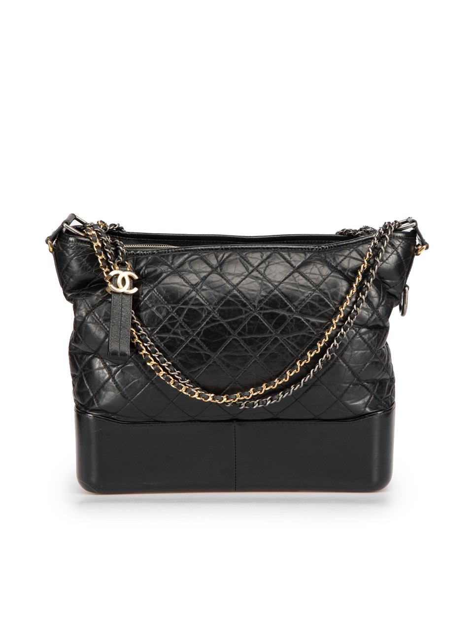 Used Chanel 2017-2018 Black Large Quilted Gabrielle Bag