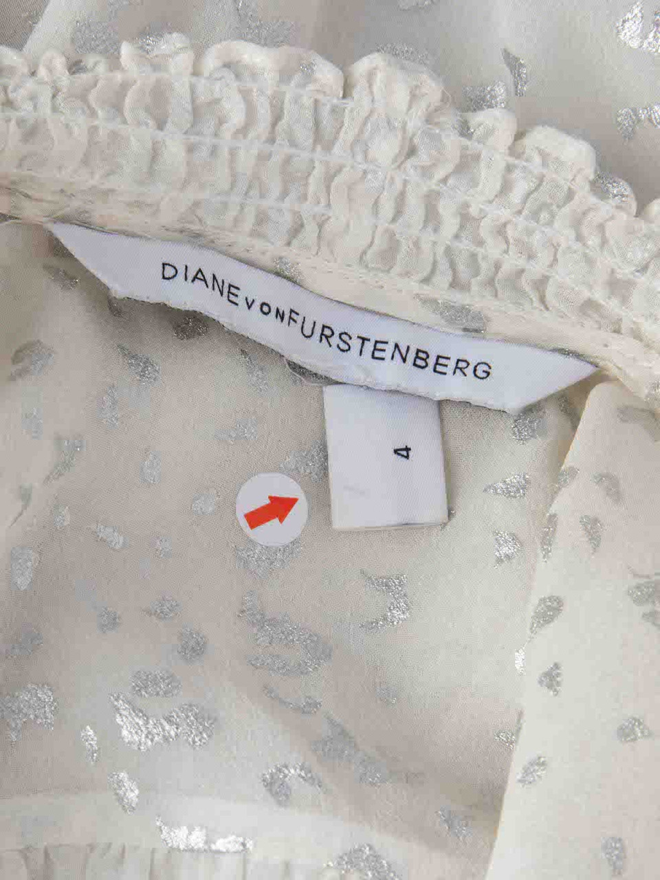 Diane Von Furstenberg White Metallic Buttoned Top