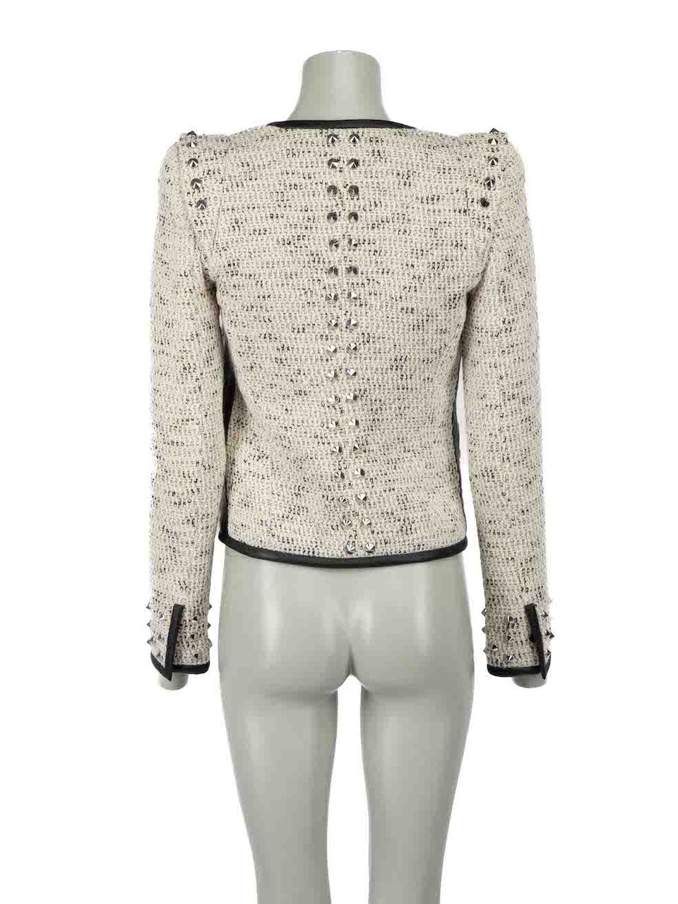 Barbara Bui Ecru Tweed Stud Detail Jacket