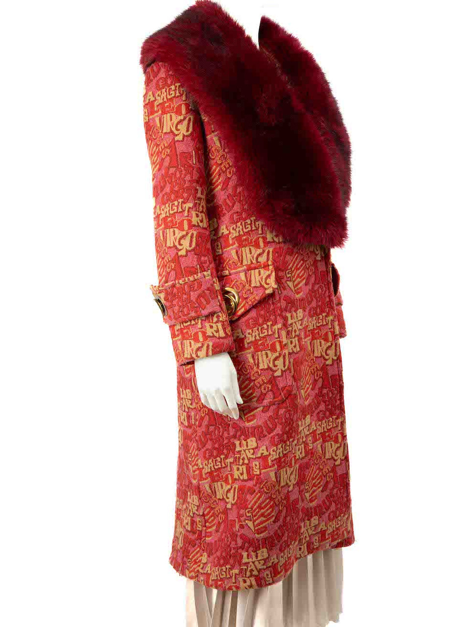 Zimmermann 2022 Red Faux Fur Kaleidoscope Coat