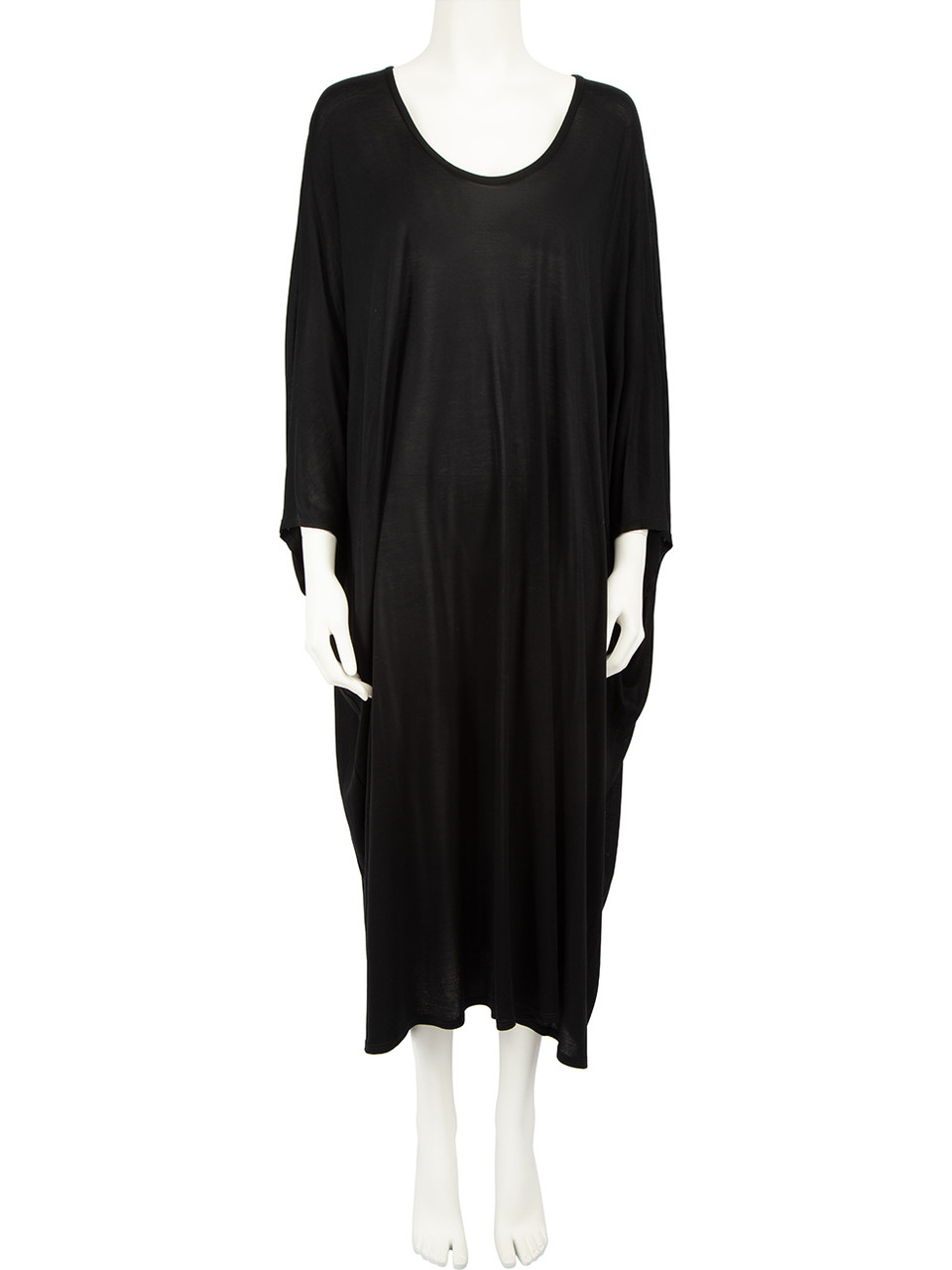 The Row Black Oversized Batwing Sleeves Dress