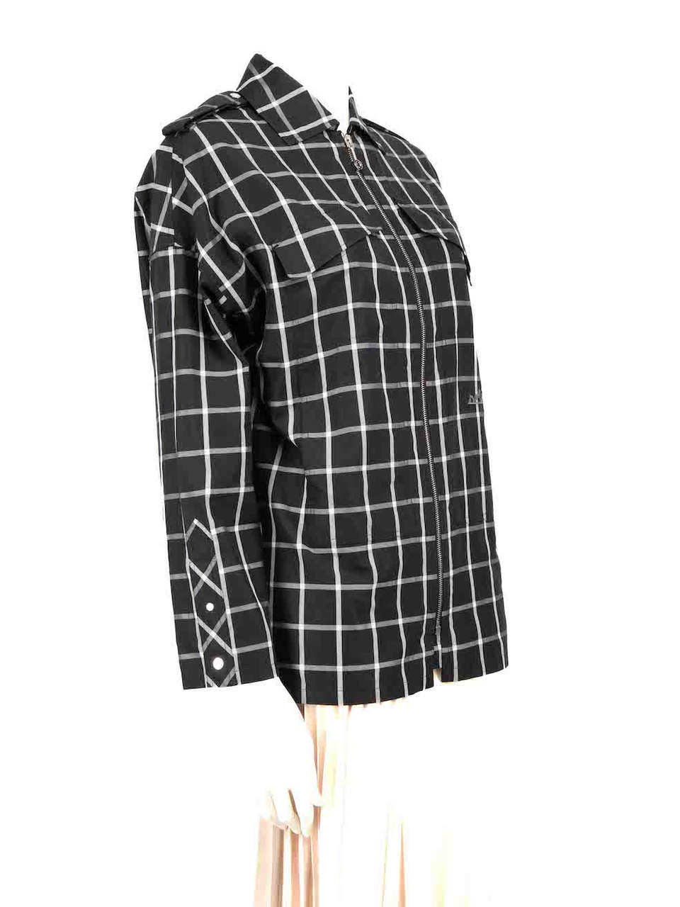 Hermès Black Checkered Zipped Long Sleeve Shirt