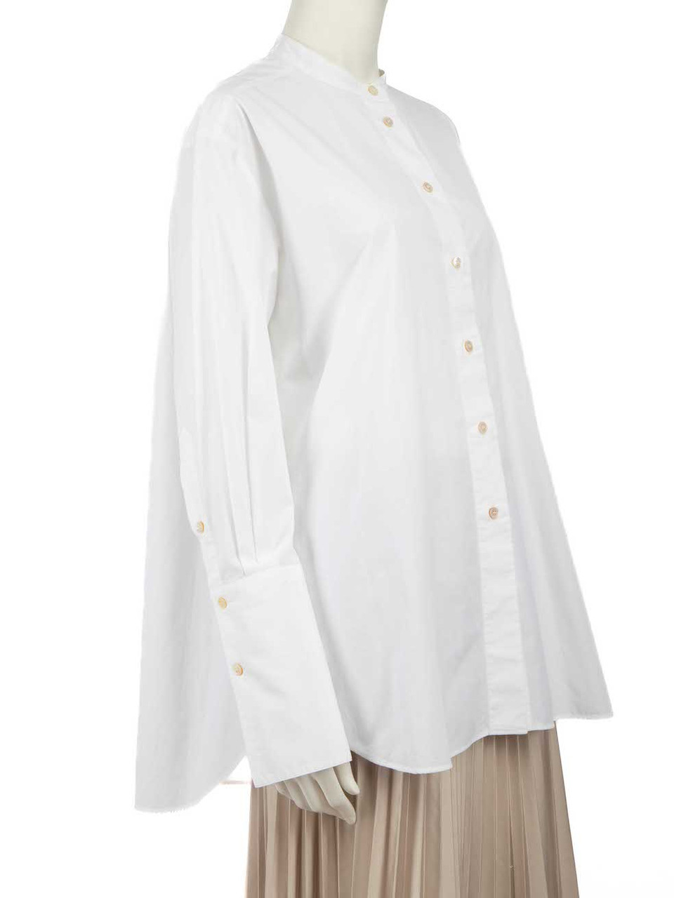 Studio Nicholson White Buttoned Collarless Shirt