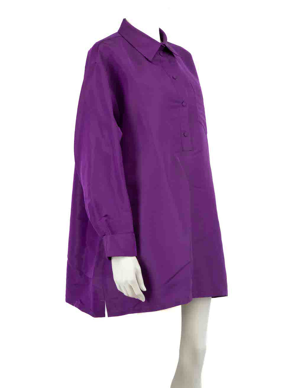 Valentino Purple Silk Oversized Shirt Dress