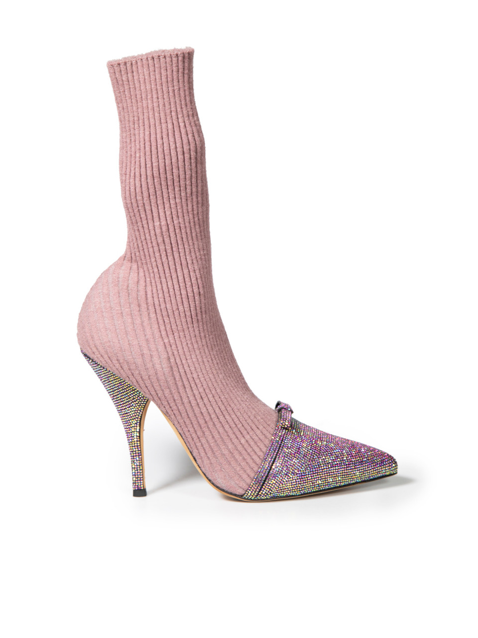 Marco de Vincenzo Purple Knit Embellished Sock Boots