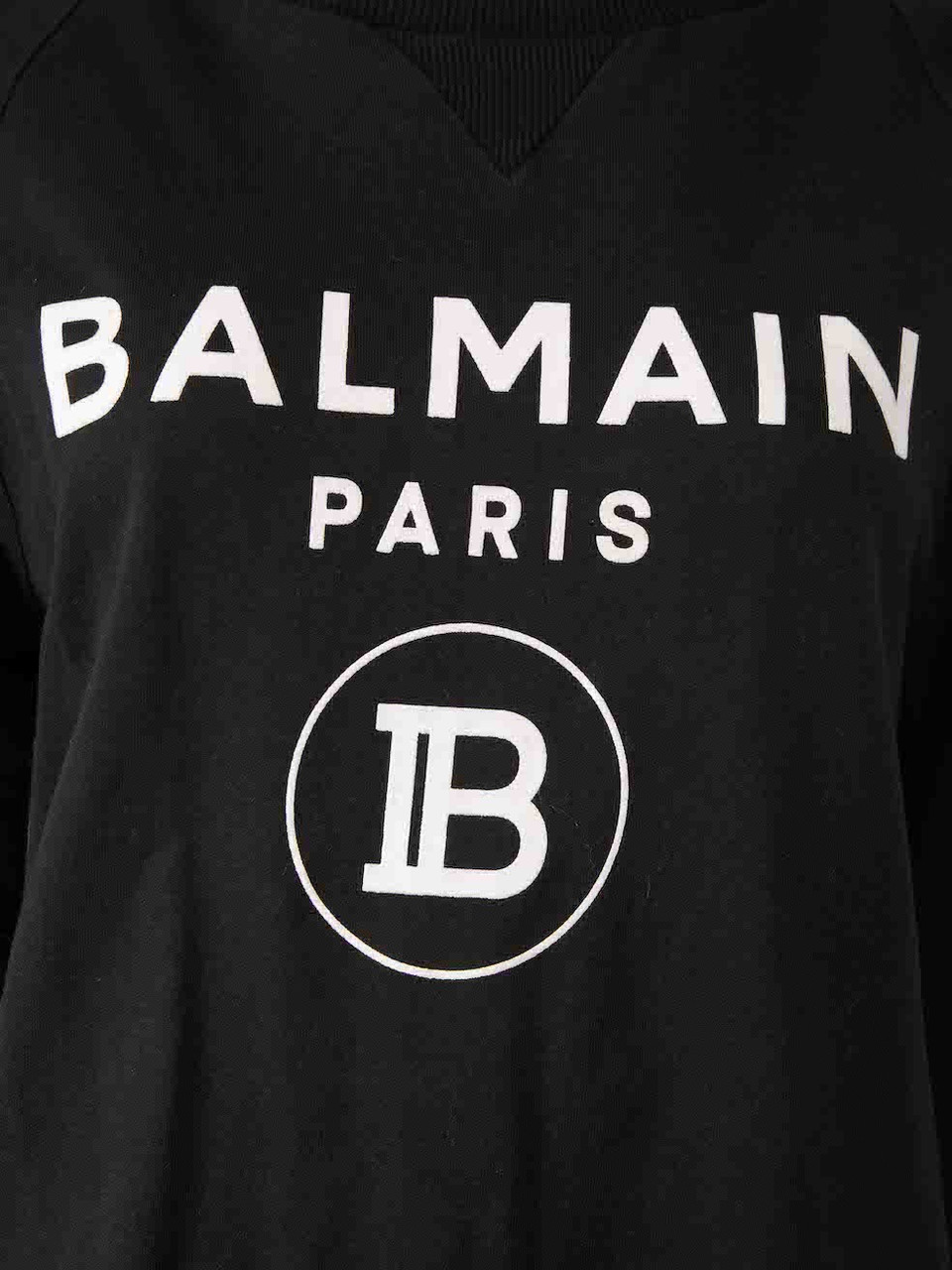 Balmain Black Flocked Logo Detail Sweatshirt