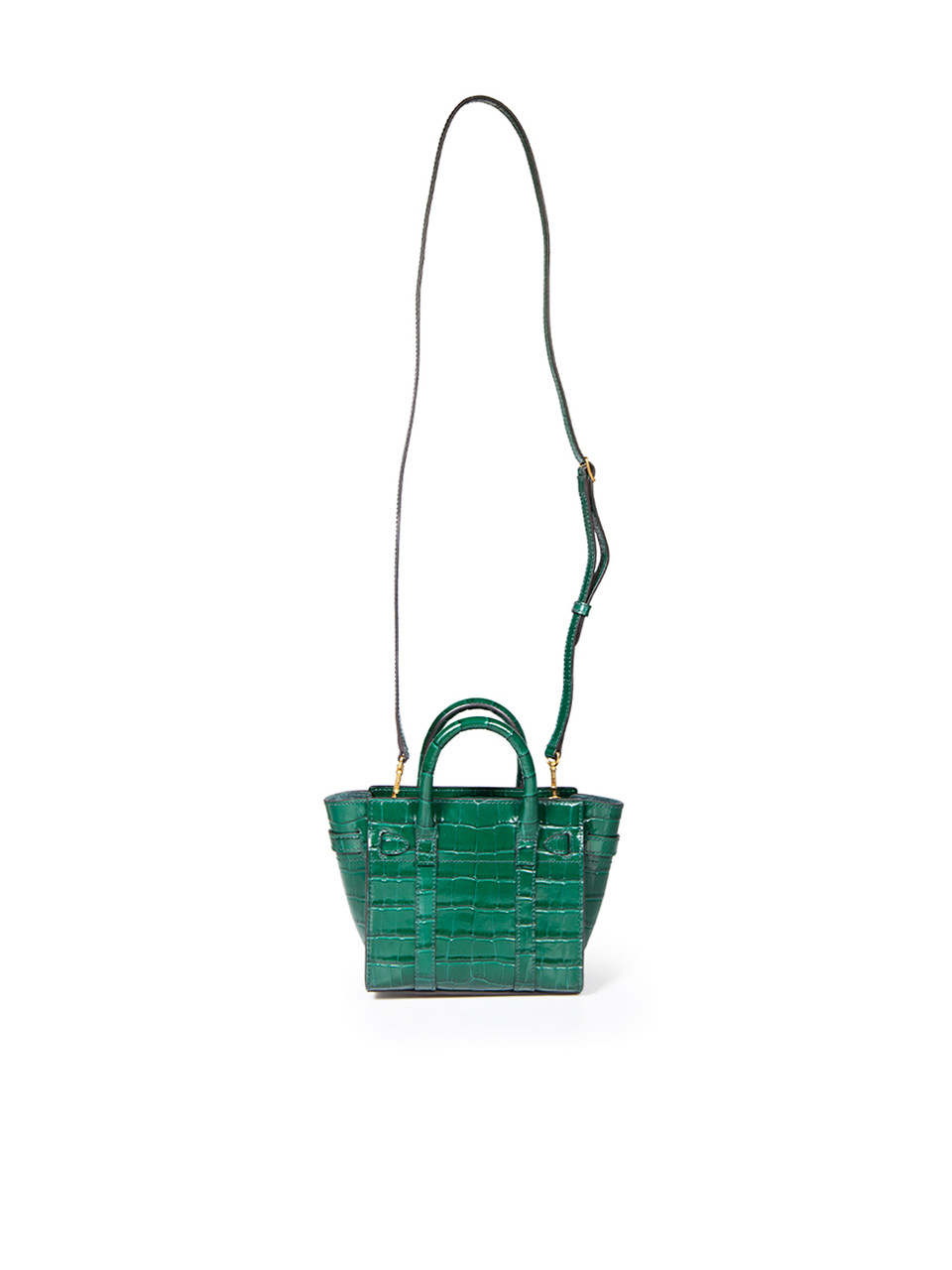 Mulberry Green Croc Embossed Micro Zipped Bayswater Bag