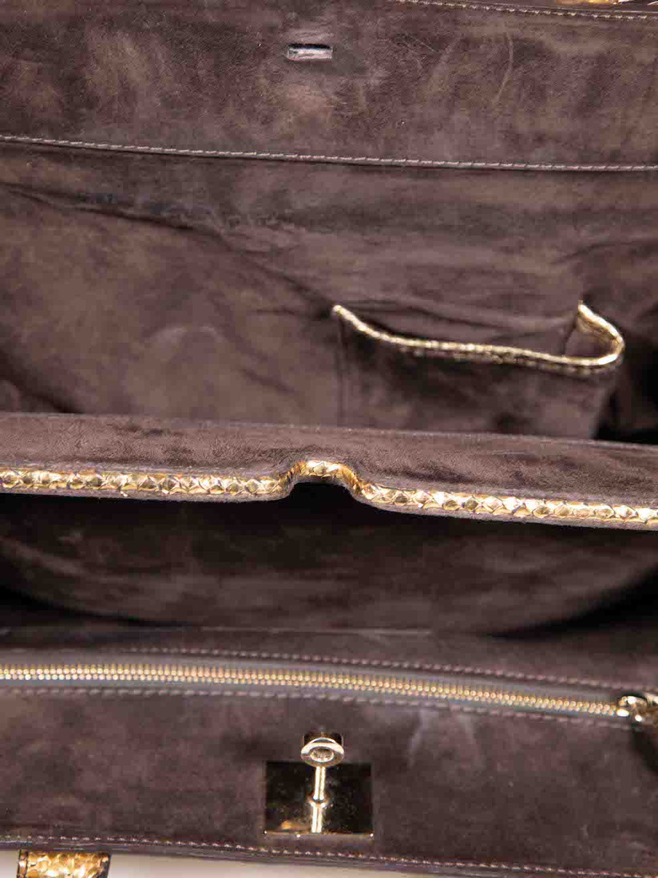 Zagliani Gold Python Metallic Shoulder Bag