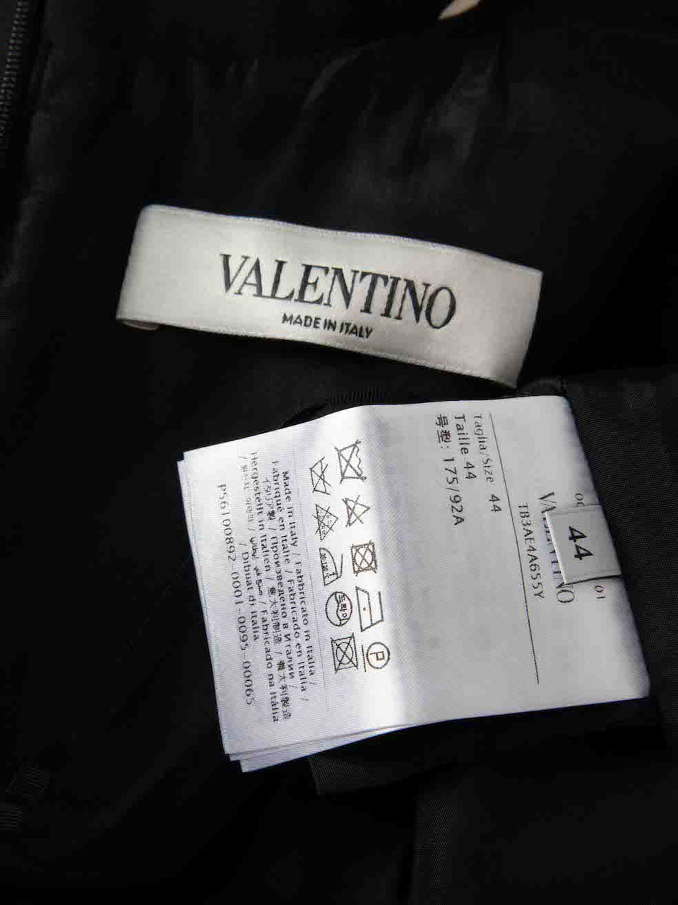 Valentino Black Wool Abstract Print Neck Drape Detail