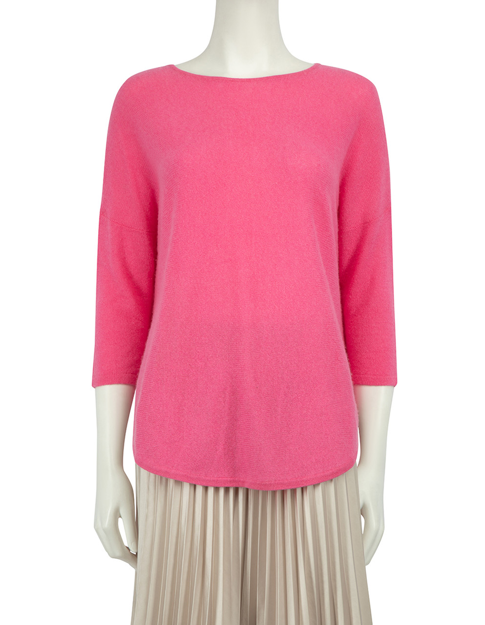360 Cashmere Pink Cashmere Knitted Mid Sleeve Top