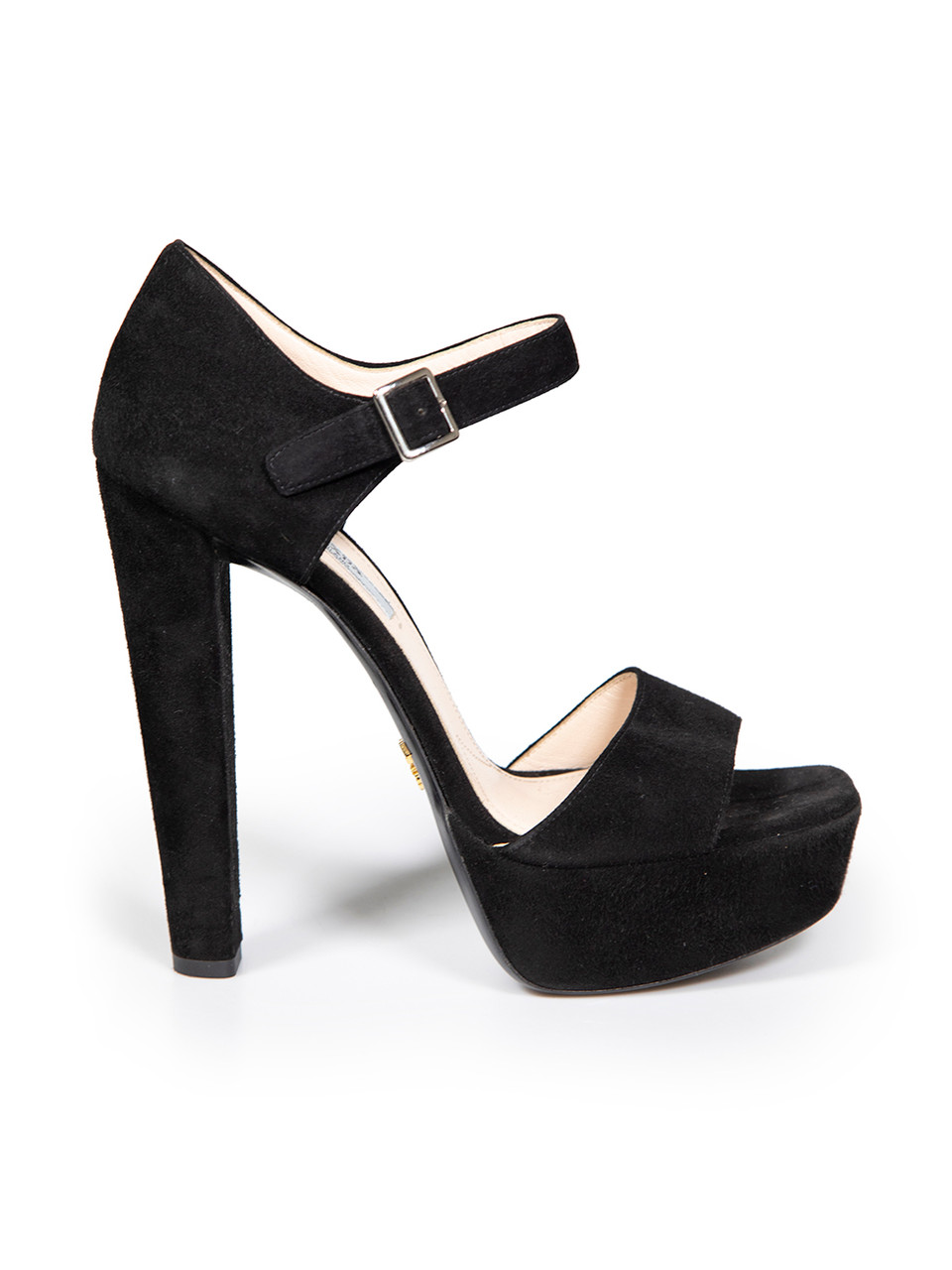 Prada Black Suede Open Toe Platform Sandals