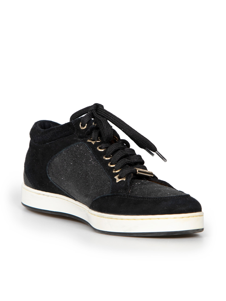 Jimmy Choo Black Glitter Miami Trainers