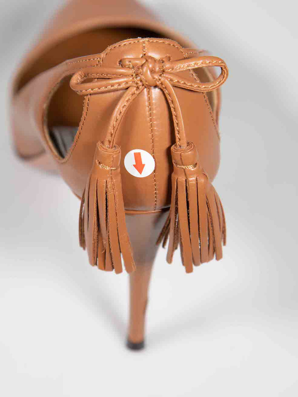 Aquazzura Brown Leather D’Orsay Tassel Heels