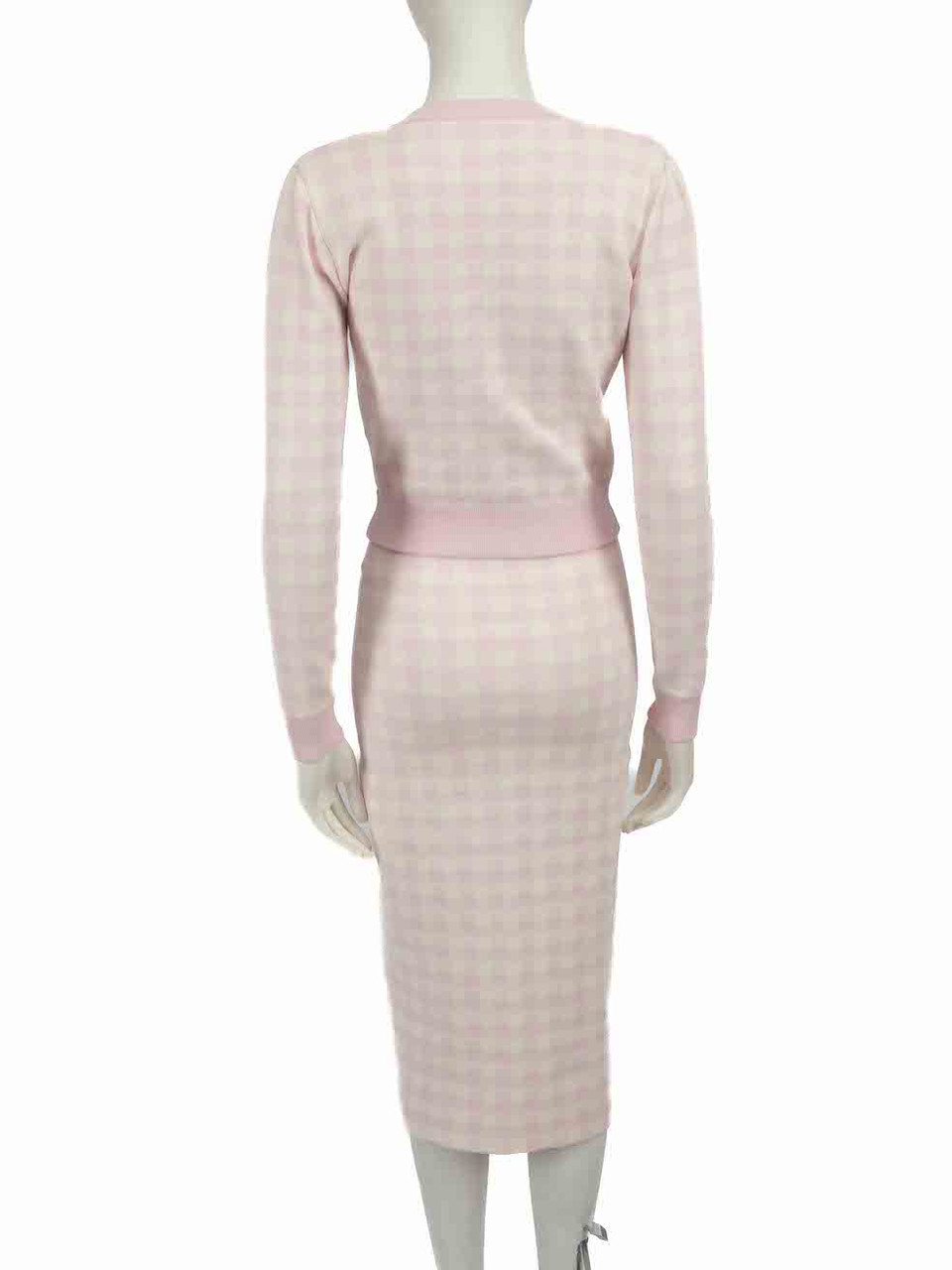 Alessandra Rich Pink Gingham Pearl Button Skirt Set