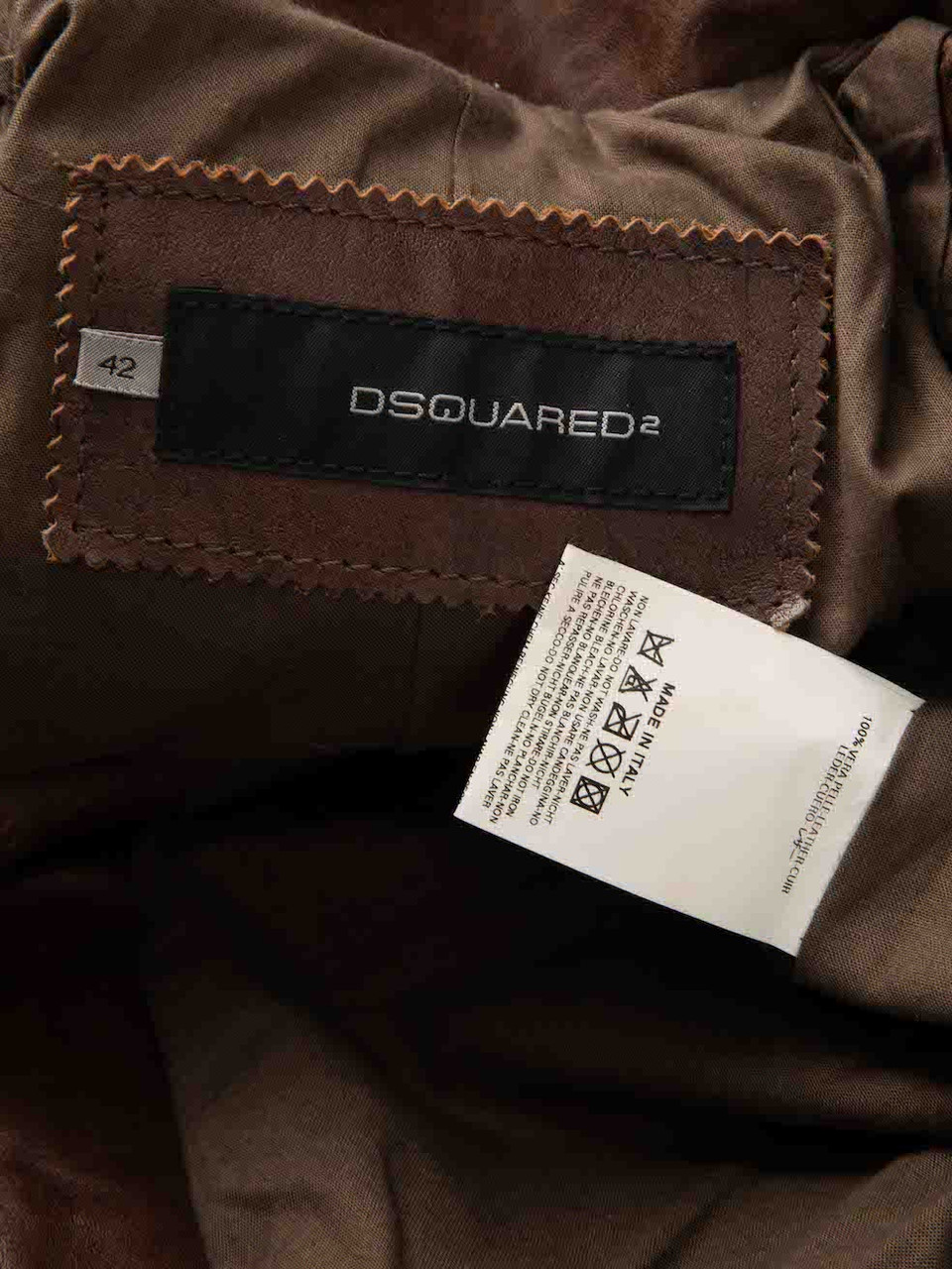 Dsquared2 Brown Leather Distressed Jacket