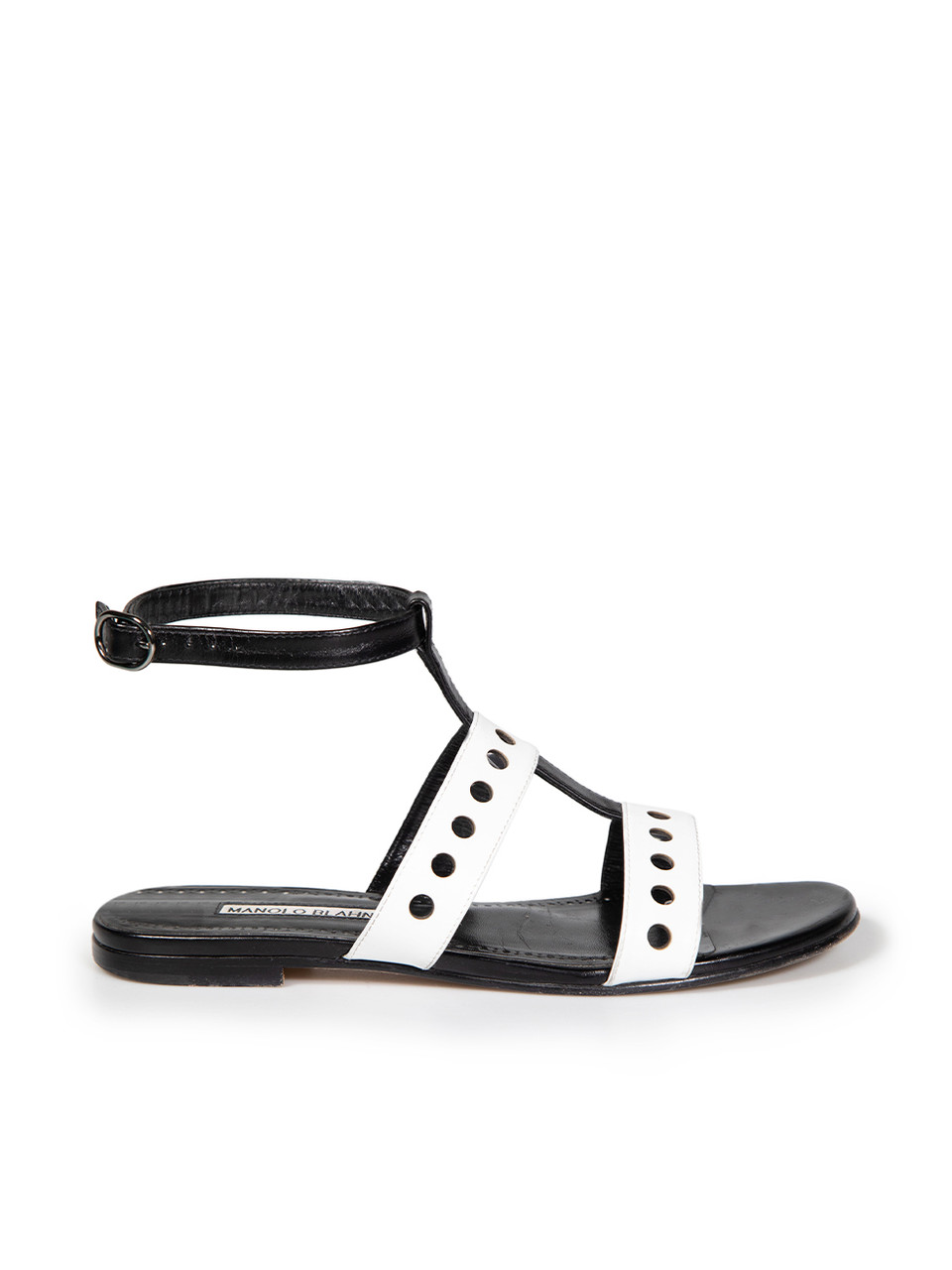 Manolo Blahnik Black & White Circle Detail Sandals Manolo Blahnik Black & White Circle Detail Sandals