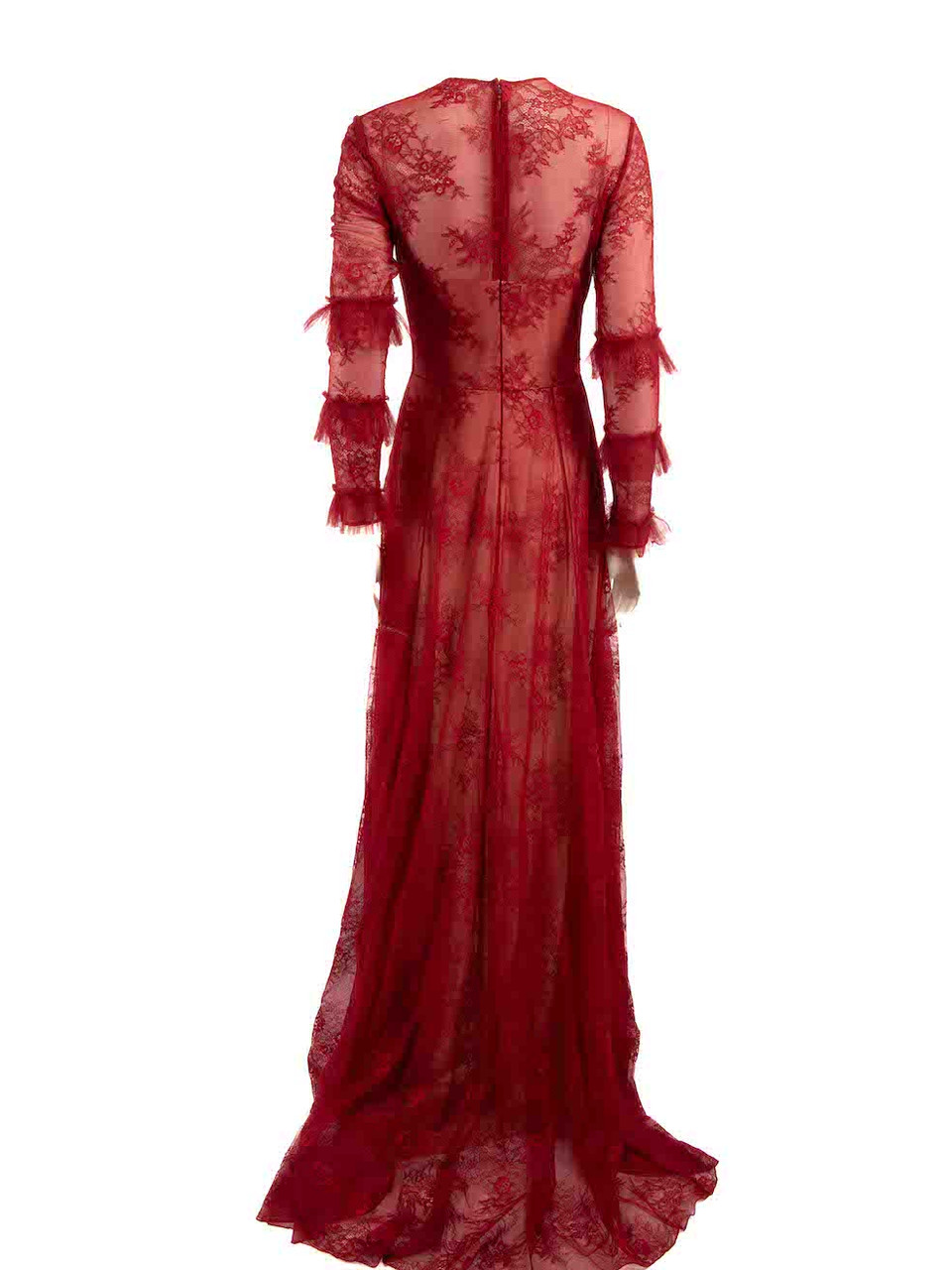 Honayda Red Floral Lace Long Dress