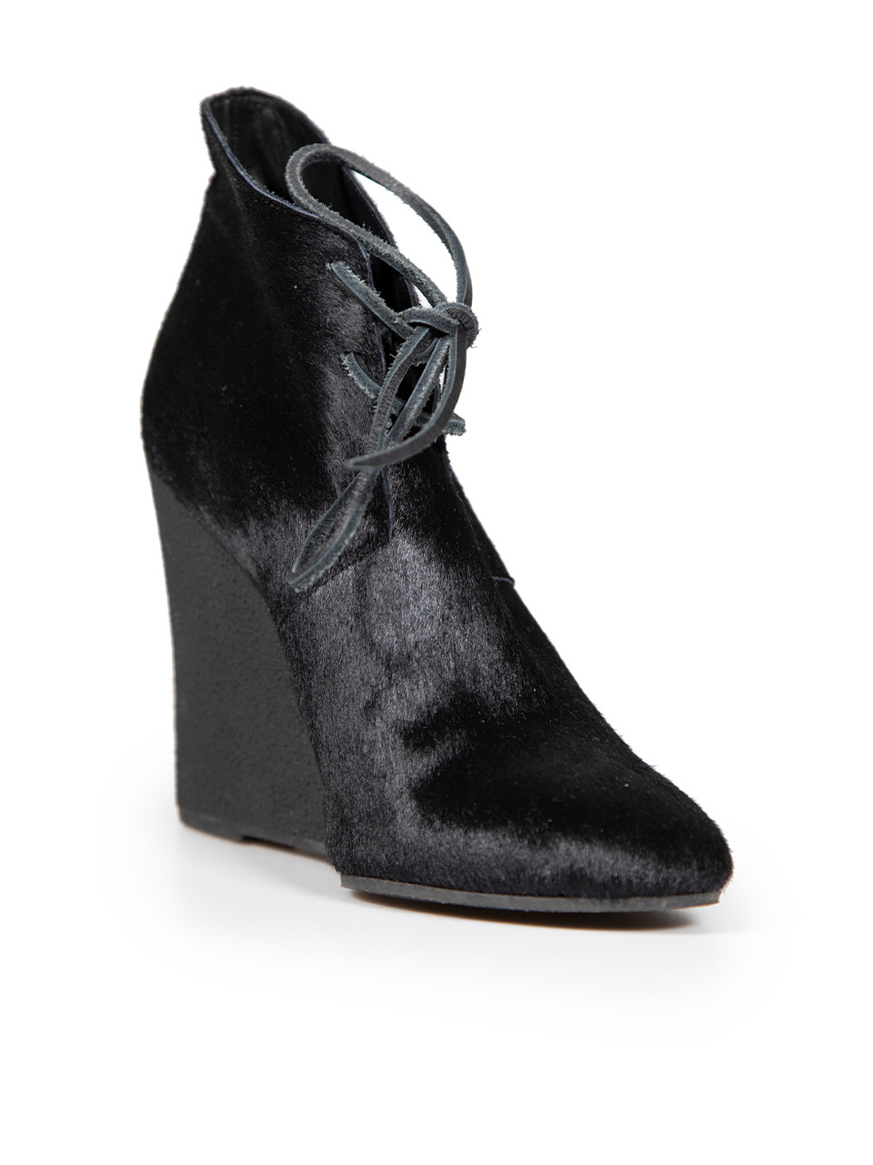 Burberry Black Calf Hair Benton Wedge Boots Burberry Black Calf Hair Benton Wedge Boots