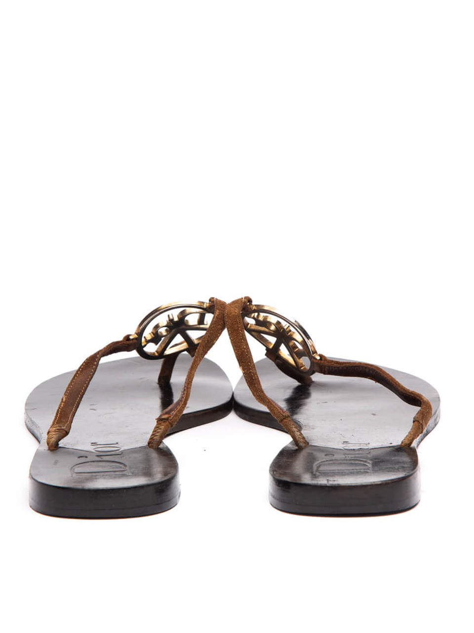 Christian Dior Logo Sandals, Size 7 UK, Brown Wood