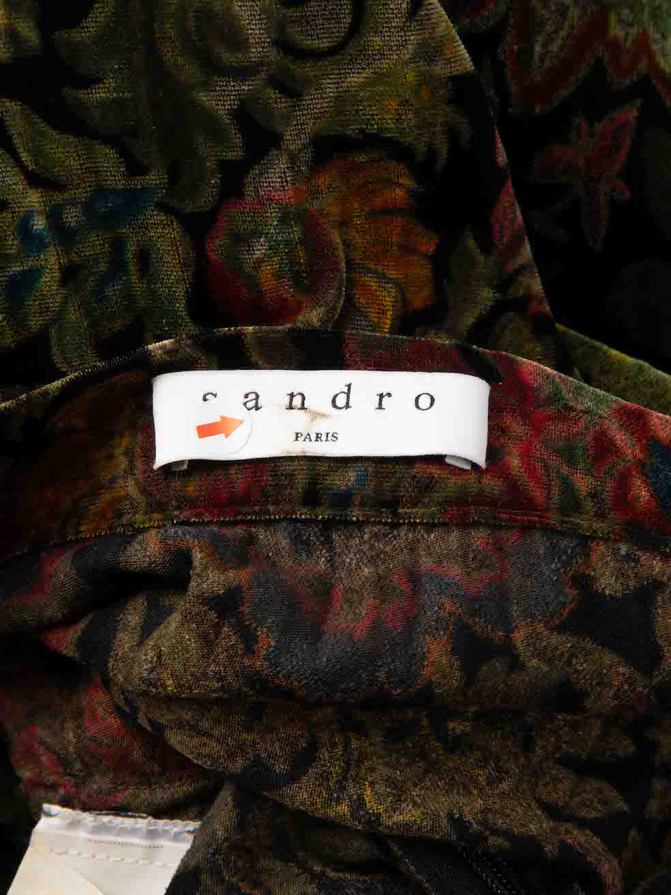 Sandro Floral Print Velvet Pleated Midi Skirt