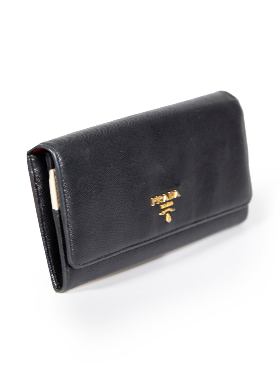 Prada Black Saffiano Leather Large Flap Continental Wallet