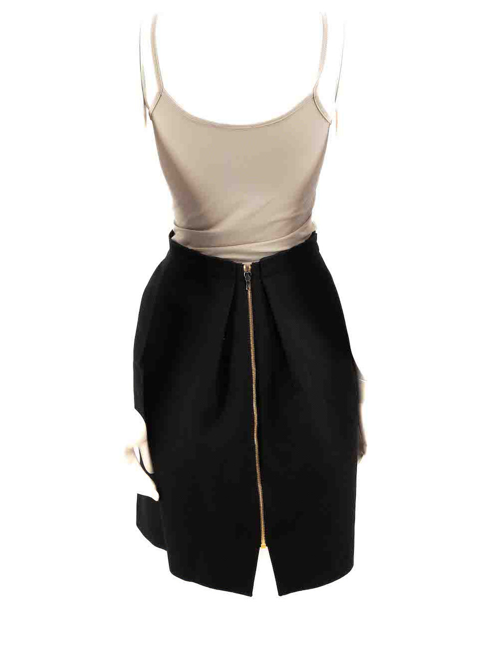 Roland Mouret Black Wool Gathered Zipped Skirt