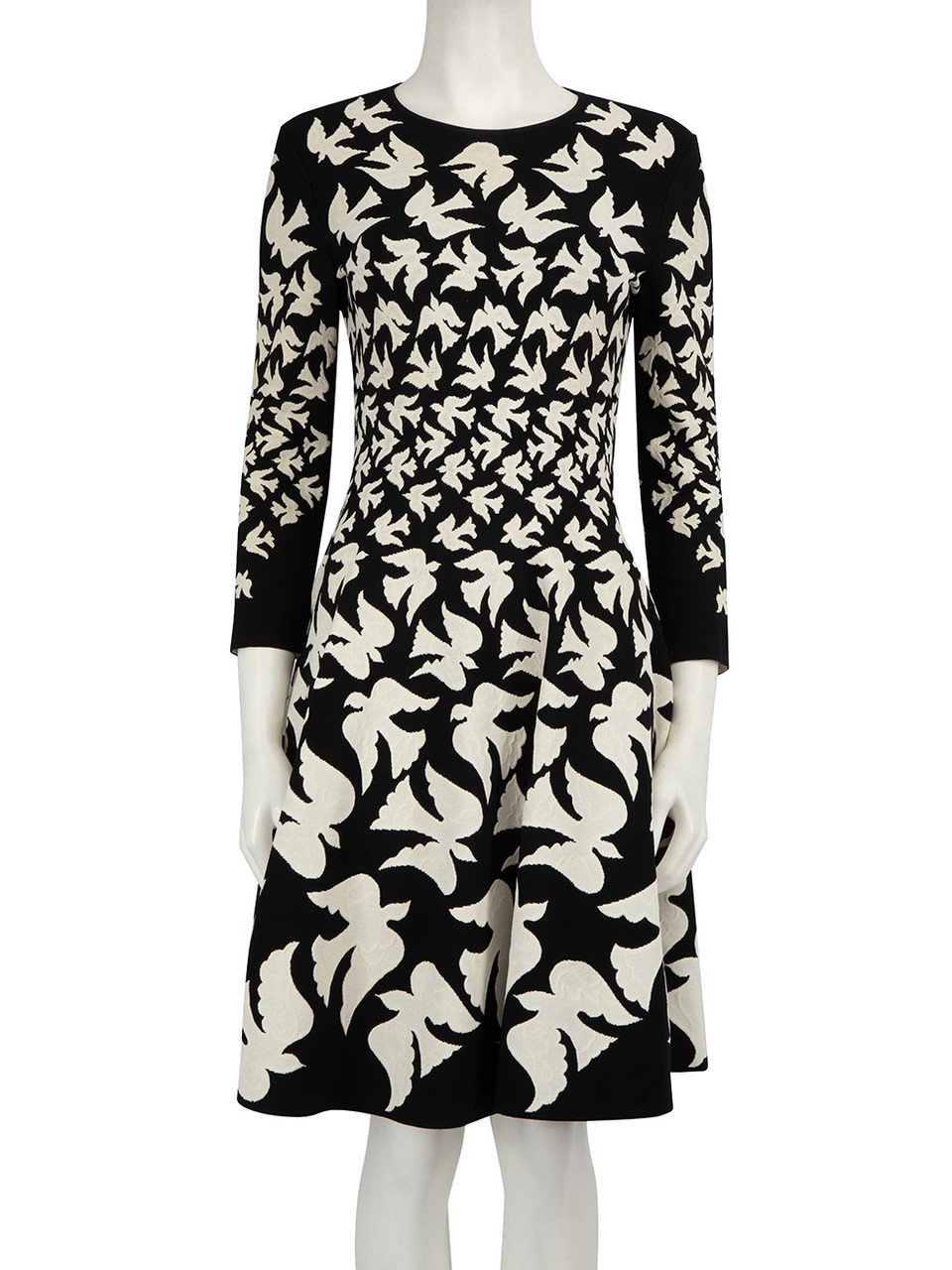 Alexander McQueen Black Knit Bird Print Dress