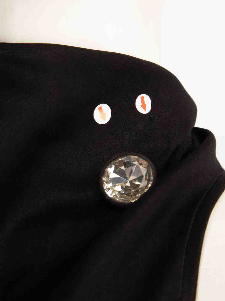 ELLERY Black Crystal Botton Detail Sleeveless Top