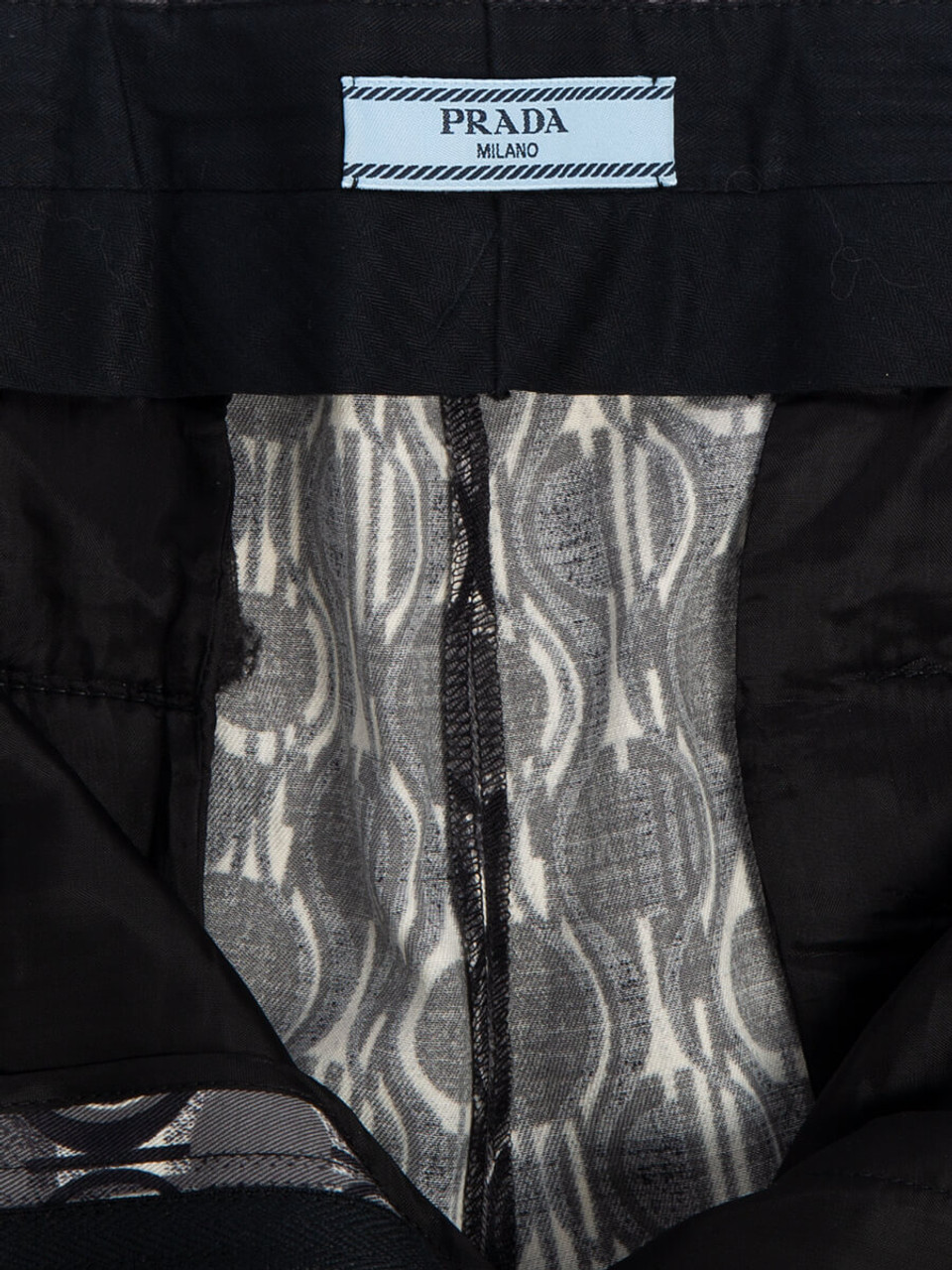 Prada Women's Patterned Top & Pant Set, Size 8 UK, Grey Silk