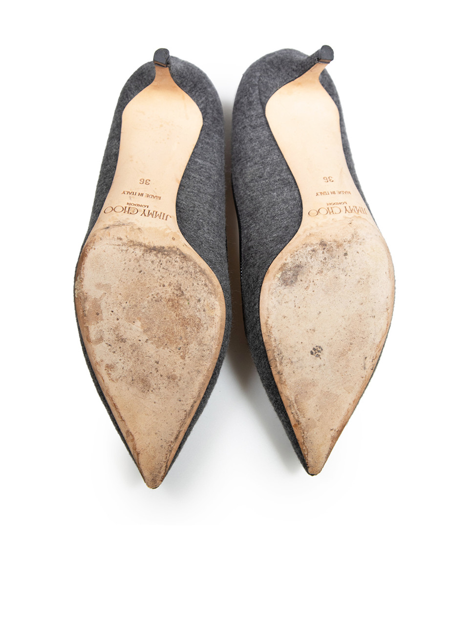Jimmy Choo Grey Wool Pointed Toe Pumps