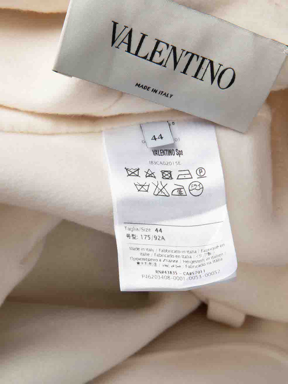 Valentino Cream Wool Double-Breasted Coat