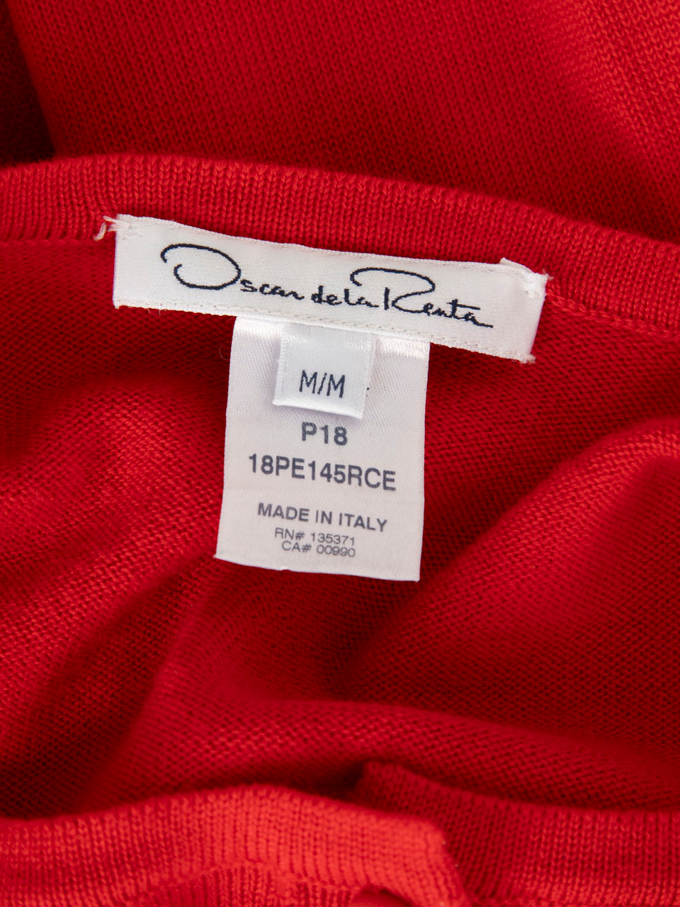 Oscar de la Renta Red Wool Embellished Cardigan