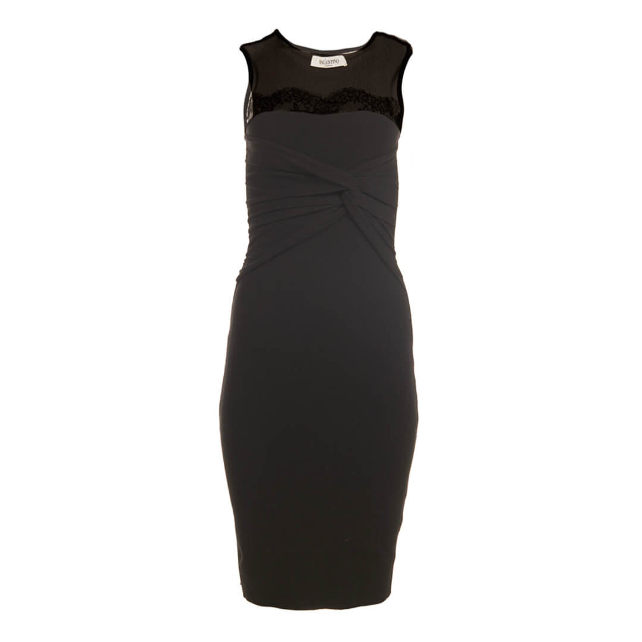 Valentino Black Fitted Dress with Knot Front Black